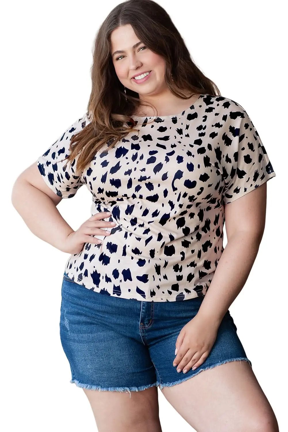 Khaki Leopard Print Twist Open Back Plus Size Top - Love Salve